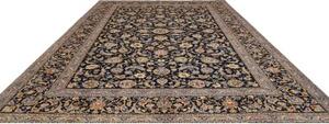 Tappeto Kashan Floreale Blu Notte Avorio 310x415 Cm