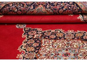 Tappeto Kashan Fine Medaglione Floreale Rosso Blu Scuro 330x420 Cm