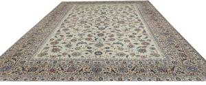 Tappeto Kashan Floreale Beige Azzurro 308x400 Cm