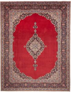 Tappeto Kashan Fine Medaglione Floreale Rosso Blu Scuro 330x420 Cm