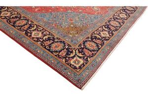 Tappeto Sarough Medaglione Floreale Rosso Corallo Blu 304x410 Cm