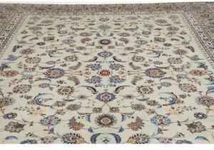 Tappeto Kashan Floreale Beige Azzurro 308x400 Cm