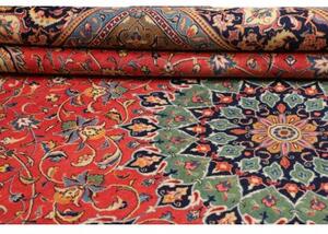 Tappeto Sarough Medaglione Floreale Rosso Corallo Blu 304x410 Cm