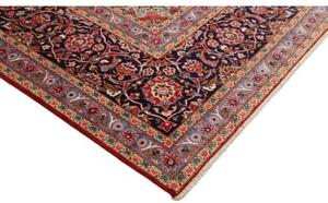 Tappeto Kashan Fine Medaglione Floreale Rosso Blu Scuro 330x420 Cm