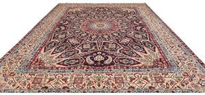 Tappeto Kashan Stilizzato Blu Notte Avorio 310x410 Cm