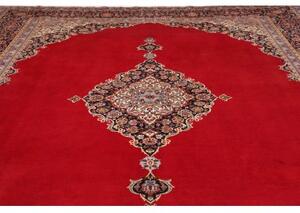 Tappeto Kashan Fine Medaglione Floreale Rosso Blu Scuro 330x420 Cm