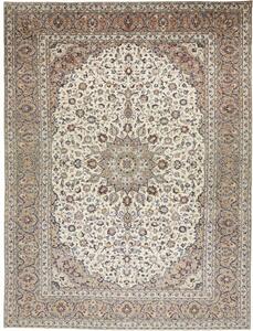 Tappeto Kashan Medaglione Floreale Beige Avorio 295x392 Cm