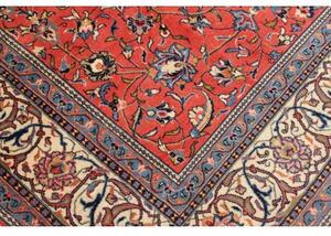 Tappeto Sarough Floreale Rosso Corallo Blu Avio 245x355 Cm