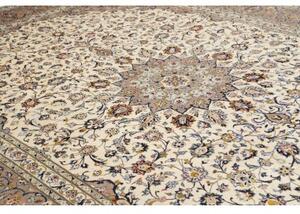 Tappeto Kashan Medaglione Floreale Beige Avorio 295x392 Cm