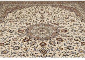 Tappeto Kashan Medaglione Floreale Beige Avorio 295x392 Cm