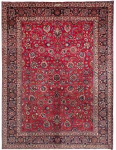 Tappeto Mashad Floreale Rosso Blu Scuro 313x410 Cm