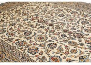 Tappeto Kashan Floreale Avorio Blu 285x403 Cm