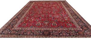 Tappeto Mashad Floreale Rosso Blu Scuro 313x410 Cm