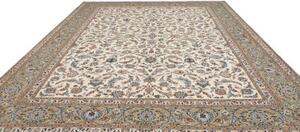 Tappeto Kashan Floreale Avorio Blu 315x410 Cm
