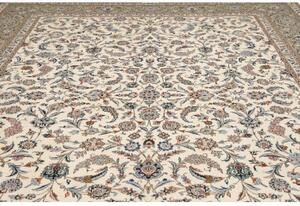 Tappeto Kashan Floreale Avorio Blu 315x410 Cm