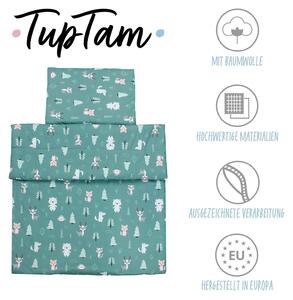 Set di piumoni per bambini TupTam con motivi, composto da piumone per tutte le stagioni, copriletto e cuscino piatto (2 pezzi), colore: Foresta / Volpe / Capriolo / Riccio / Orsetto / Verde, dimensioni: 135x100 cm