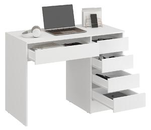 Scrivania KOMTO bianca a 5 cassetti – scrivania per computer, scrivania da ufficio, scrivania per bambini con spazio contenitivo, scrivania per PC | Scrivania PLIO 110x53x78,5 cm