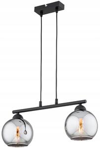 Lampada a sospensione KAR-LIGHTING a 2 luci, nera, in vetro e metallo, regolabile in altezza – lampada a barra compatta per sala da pranzo, cucina, E27