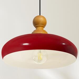 Androa Lampada a sospensione in legno 40 cm Lampada a 1 luce Lampada da sala da pranzo Industrial, plafoniera da interno in metallo Lampada industriale Vintage, lampada da cucina - Rosso
