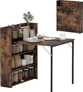 HOMCOM Tavolo da pranzo pieghevole con ripiano, 80x90x93 cm, marrone rustico