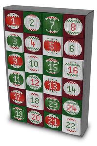 Itenga SET Calendario dell'Avvento da riempire - Cubo da 5 cm (esterno grigio) + adesivi Z28 + V15 (verde scuro, rosso scuro, bianco)