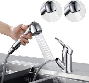 Miscelatore per cucina - Modello KF131C1CP - Bocchetta estraibile - Girevole a 360° - Ottone - Miscelatore monocomando - Acqua calda e fredda - Cromato