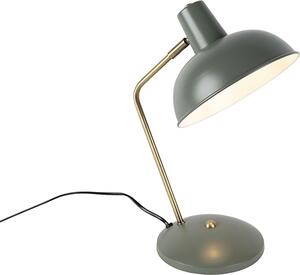 QAZQA - Lampada da tavolo Modern Retro verde con bronzo - Milou I Soggiorno I Camera da letto - Acciaio rotondo - Adatta a LED E14