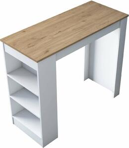 Tavolo da pranzo Navi, scaffale da cucina, tavolo da pranzo, scaffale rettangolare fisso, 120x50h100 cm, noce e bianco