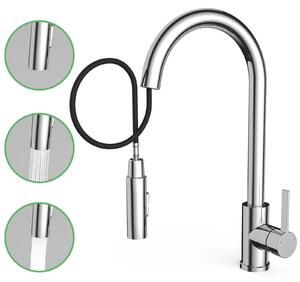 Miscelatore da cucina – Miscelatore da cucina estraibile – Doccetta con due getti – Cromato