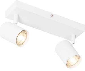 QAZQA - Lampada da soffitto moderna I Lampada da soffitto I Lampada I Lampada bianca a 2 luci regolabili Rettangolare - Jeana I Soggiorno I Camera da letto - Acciaio Rettangolare - Adatta a LED GU10