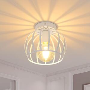 Comely: Lampada da soffitto vintage in stile industriale, con portalampada E27 e struttura a gabbia, colore bianco