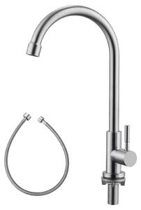 Miscelatore per cucina - Rubinetto per acqua fredda - Monocomando - Montaggio a pavimento - Girevole a 360° - Acciaio inossidabile 304 - Finitura spazzolata