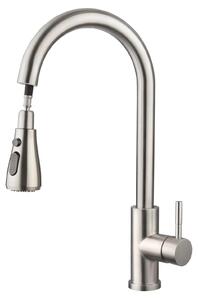 Miscelatore da cucina in acciaio inossidabile - Modello KF161C2BN1 - 1 pezzo - Doccetta estraibile - 3 funzioni di spruzzo - Rotazione a 360° - Miscelatore monocomando - Acciaio inossidabile 304