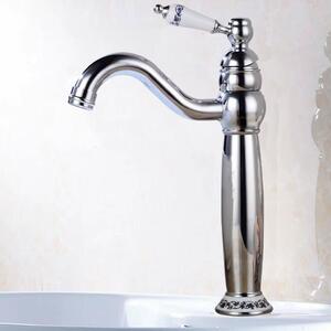 Nostalgia - Rubinetto vintage per bagno - Miscelatore monocomando per lavabo - Acciaio inossidabile - Finitura argento spazzolato