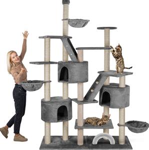 HAPPYPET XXL Albero per gatti Simba 260 cm di altezza - Albero paradisiaco per arrampicarsi, extra largo, grotte, cavità per sdraiarsi, grande albero per gatti stabile, colonne da 9 cm