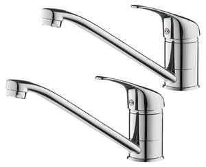 Confezione da 2 rubinetti per cucina - rubinetti per lavello - girevoli a 360° - miscelatori monocomando - installazione monoblocco - montaggio a incasso - ottone - cromato