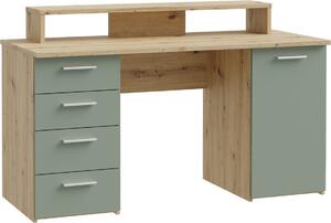 Scrivania >Net< in rovere Artisna e salvia - 145x90,7x60cm (LxAxP)
