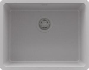 Lavello PRIMAGRAN grigio 56x44cm, lavello in granito a 1 vasca + set di scarico, lavello da cucina con base da 60 cm - Venice Slim Easy