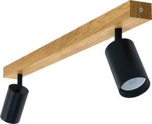 LED Wood | Lampada da soffitto a 2 luci, faretto da soffitto a LED, faretto orientabile da soffitto, 60 cm, 2x GU10, rovere, a vista, cilindrica