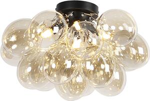 QAZQA - Lampada da soffitto di design I Lampada da soffitto I Lampada I Lampada nera con vetro colorato 4 luci - Uvas I Soggiorno I Camera da letto - Sfera I Sferica - Adatta a LED G9