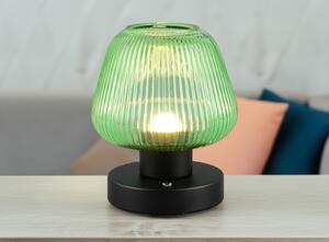 Lampada da tavolo LED ricaricabile senza fili, senza alimentazione, dimmerabile, con paralume in vetro verde