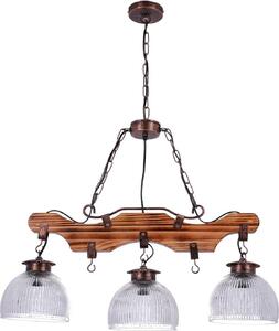TIBU lampada in legno lampada a sospensione in legno vintage tavolo da pranzo soggiorno E27 altezza regolabile staffa 3 fiamme