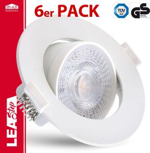 Set di 6 faretti LED da incasso LEA-Step 7W bianco caldo orientabili