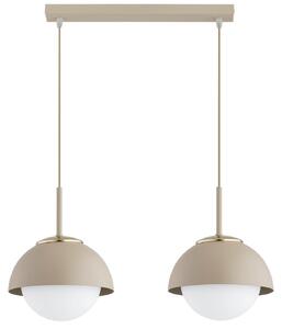 Lampada a sospensione KAR-LIGHTING a 2 luci, beige – Lampada a sospensione Cosmo Ecru Kaschmir in metallo e vetro – Lampadine E27 per sala da pranzo o cucina – Adatta per LED