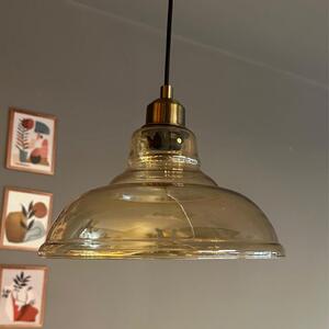 Lampadario singolo in vetro color miele con testa anticata Lampada a sospensione retrò
