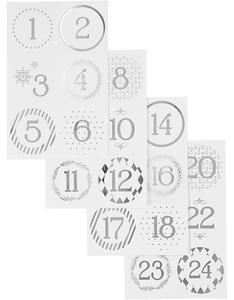 Adesivi per il calendario dell'Avvento bianco, argento