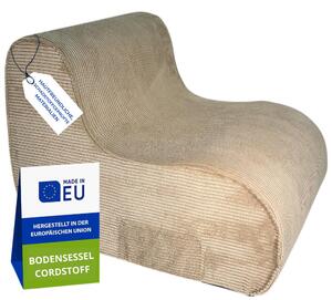 Pillows24 - Poltrona da terra in tessuto a coste 93×70×65cm | poltrona per bambini e poltrona lounge con rivestimento lavabile per ragazzi e adulti (cappuccino)