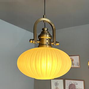 Lampadario singolo in vetro bianco con testa traforata in stile retrò