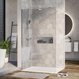 Cabina doccia Walk-In Nano real glass EX101 - vetro trasparente - 10 mm - profilo a parete cromato - larghezza selezionabile, larghezza Walk-In:1200mm