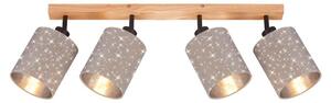 Lampada da soffitto Spot 4xE27 25 W taupe metallo-legno-tessuto Briloner